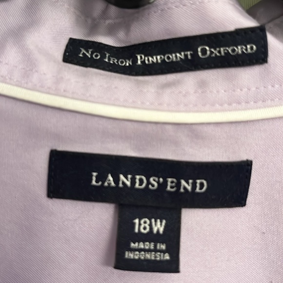 Lands’ End Lavender 100% no iron cotton blouse size 18W NWT - Picture 2 of 6